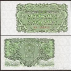 Billetes extranjeros: CHECOSLOVAQUIA. 5 KORUN 1961. PICK 82 B. S/C. SERIE A.. Lote 366334901