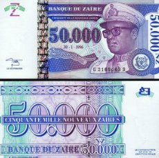 Billetes extranjeros: ZAIRE 50000 ZAIRES 1996 P 75 UNC. Lote 366612566