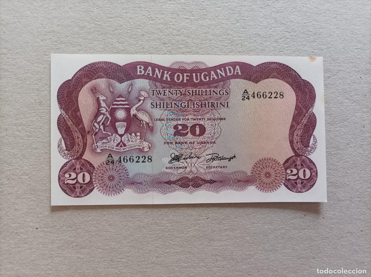 Billetes extranjeros: Billete de Uganda de 20 schilings, a&ntilde;o 1966, UNC - Foto 2