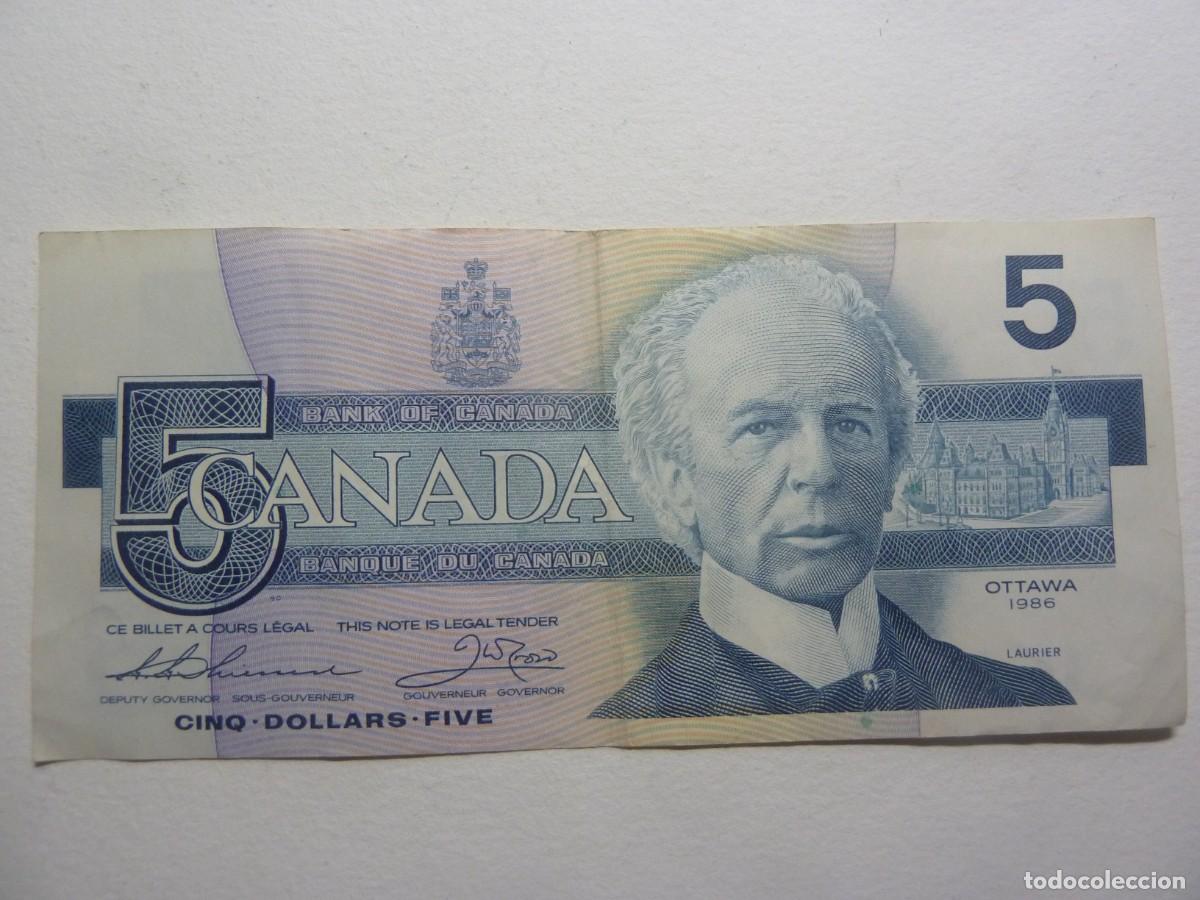 Billetes extranjeros: CANADA 5 $ 1986 CIRCULADO - Foto 1
