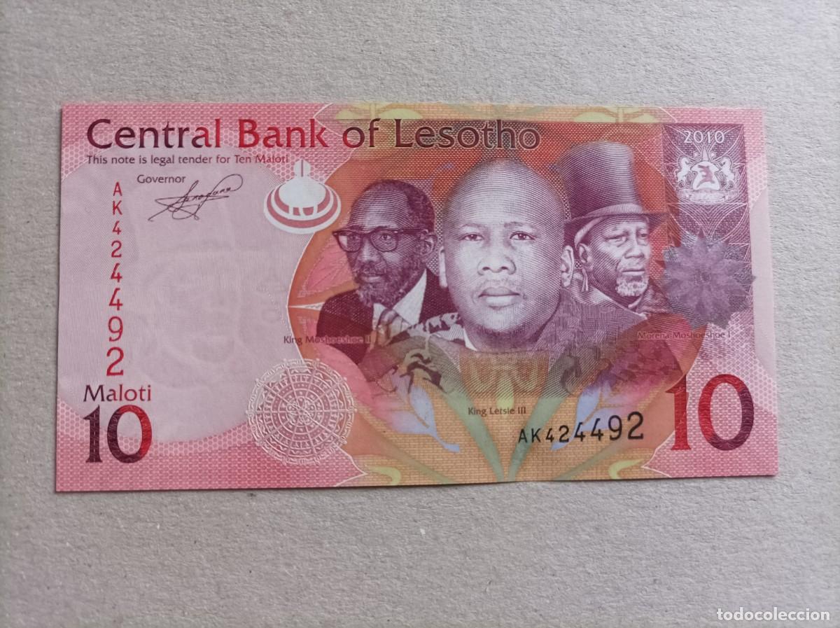 Billetes extranjeros: Billete de Lesotho de 10 Malothi, a&ntilde;o 2010, UNCIRCULATED - Foto 1