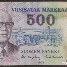 Billetes extranjeros: FINLANDIA. 500 MARKKAA 1975. PICK 110 B. HILO DE SEGURIDAD AMARILLO. KEKKONEN.. Lote 369387761
