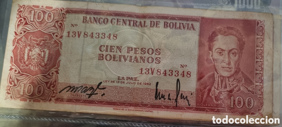 Billetes extranjeros: 100 pesos Bolivia capicua - Foto 2