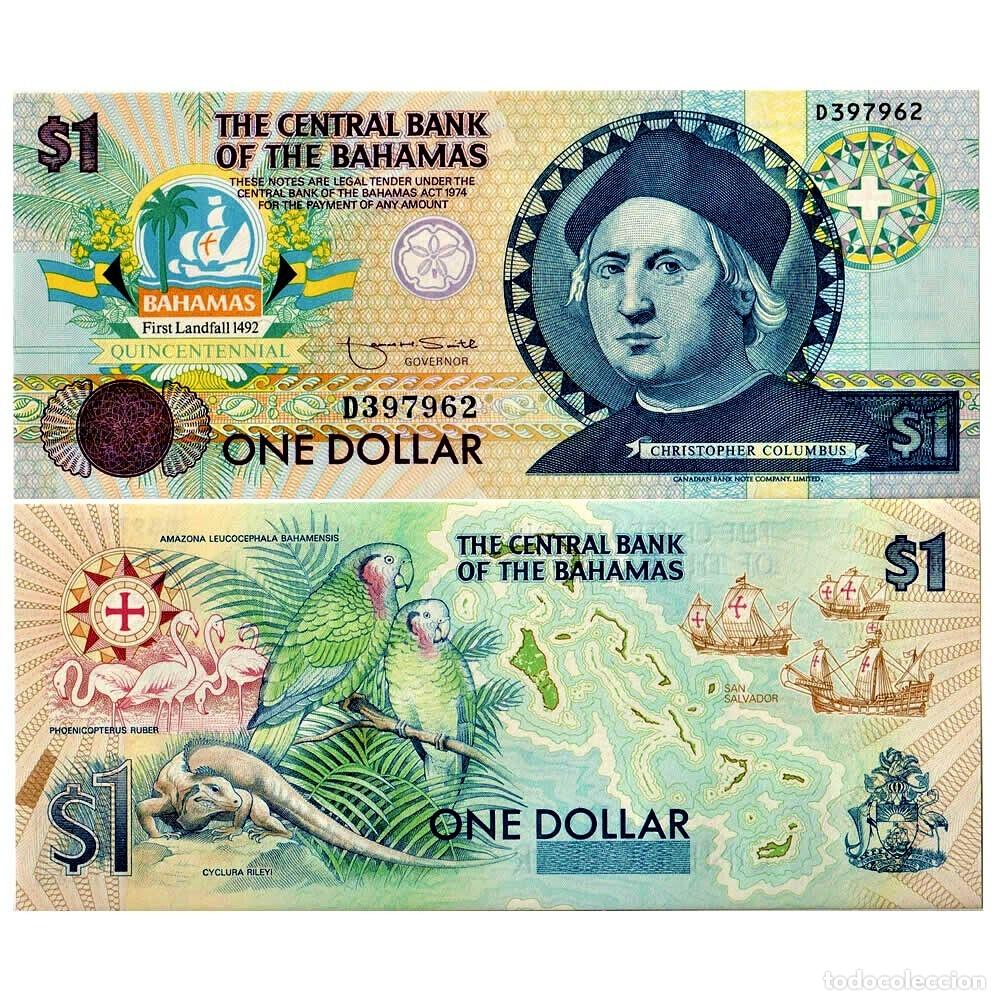 bahamas 1 dollar nd1992 p-50 s/c-unc conmemorat - Compra venta en