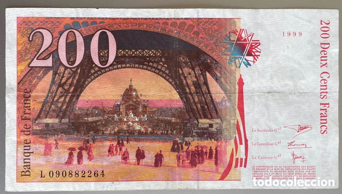 Billetes extranjeros: Francia. 200 Francos 1999 - Foto 1