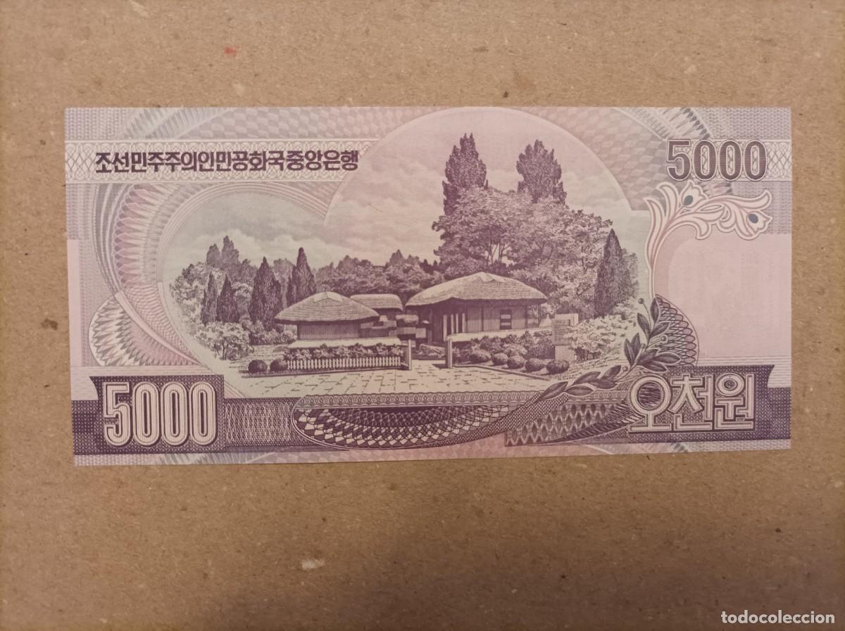 Billetes extranjeros: Billete de Corea del norte de 5000 won, a&ntilde;o 2006, Uncirculated - Foto 2