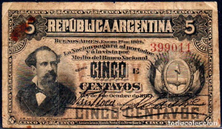 Billetes extranjeros: ARGENTINA - 5 CENTAVOS 1883 - Pick.5 - Foto 1
