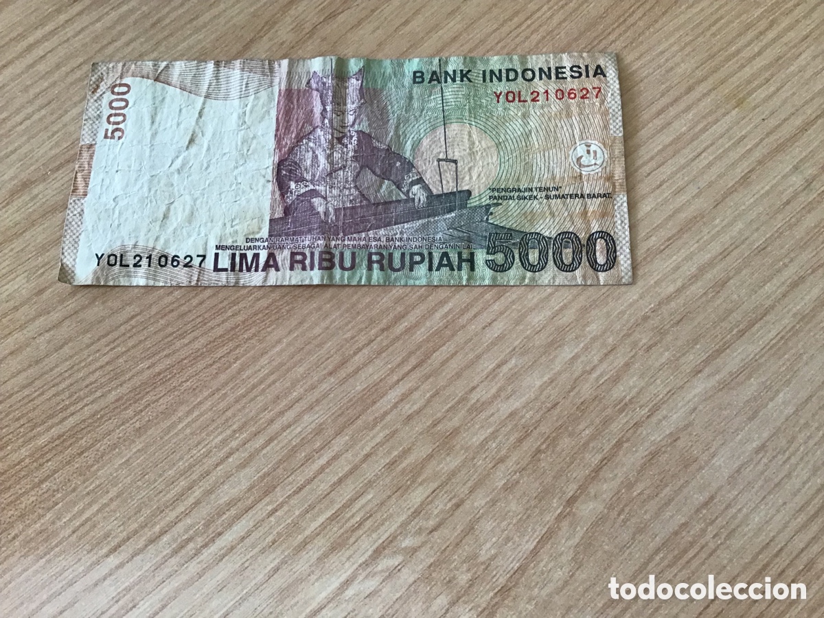 Billetes extranjeros: Billete de 5000 rupias de indonesia - Foto 2