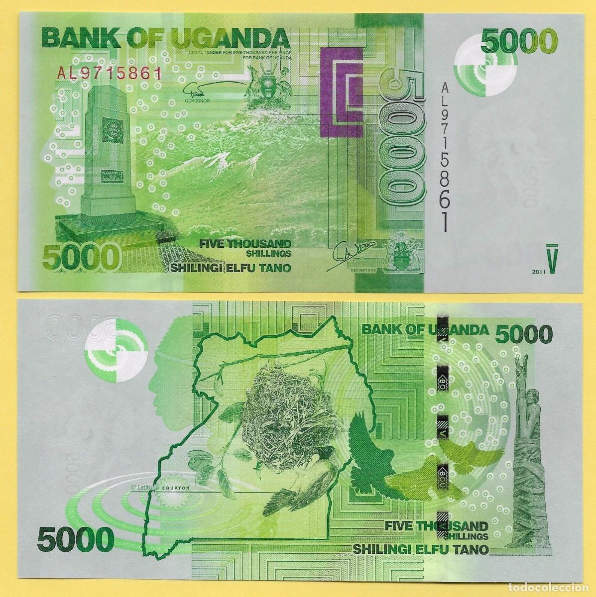 Billetes extranjeros: UGANDA 5000 CHELINES 2011 Pick 51b SC / UNC - Foto 1