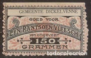 Billets internationaux: BELGICA. I Guerra Mundial. Municipio de Dickelvenne. Vale de racionamiento de 150 gramos de carne.