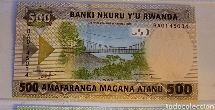 Billetes extranjeros: Billete de Rwanda 500 Francos 2019 UNC - Foto 2