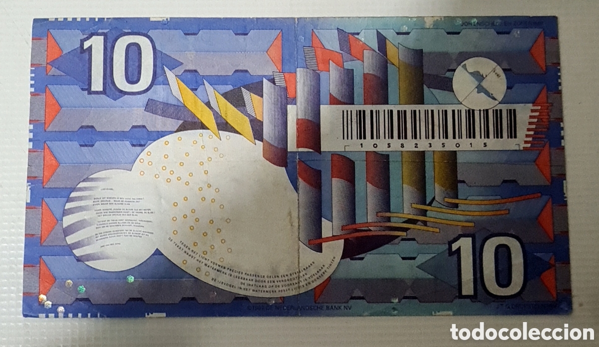 Billetes extranjeros: Billete Holanda, 1.997, 10 Gulden, MBC. - Foto 2