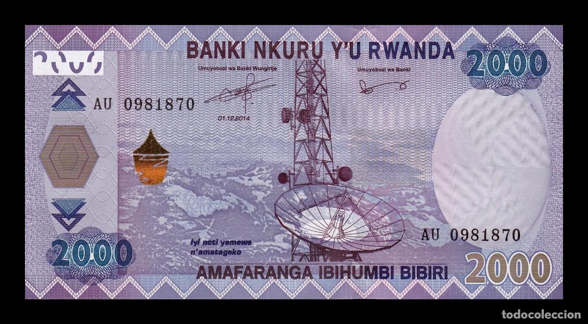 Billetes extranjeros: Ruanda 2000 Francos 2014 Pick 40 SC UNC - Foto 1