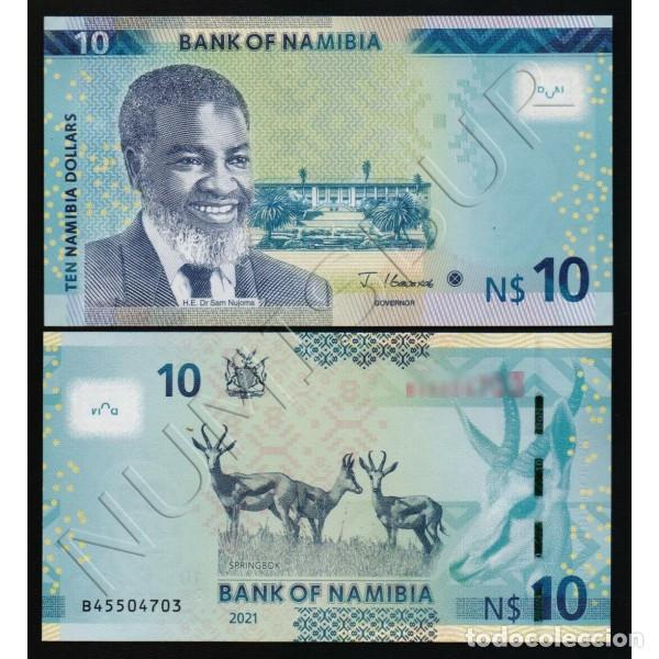 Billetes extranjeros: NAMIBIA 10 dolares 2021 - P-16B UNC H.E. Sam Nujoma - Foto 1