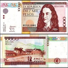 Billetes extranjeros: COLOMBIA 10000 PESOS 2014 P.453 UNC