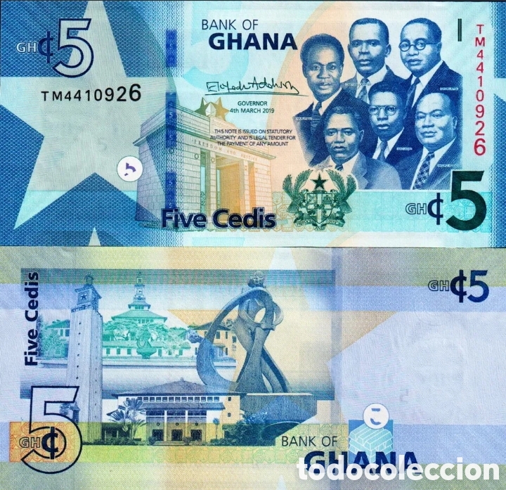 Billetes extranjeros: Billete GHANA 5 Cedis 2019 SC - Foto 1