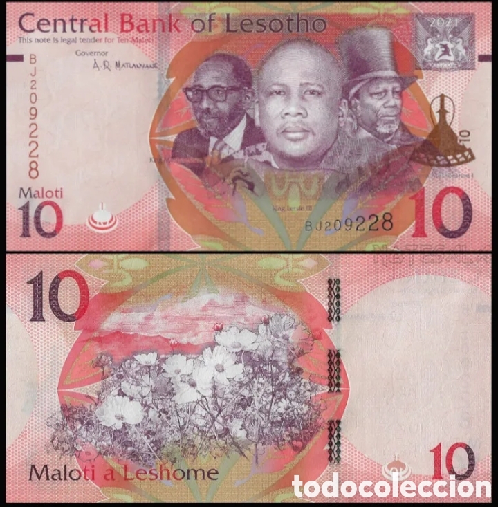 Billetes extranjeros: Billete LESOTHO 10 Maloti 2021 SC - Foto 1