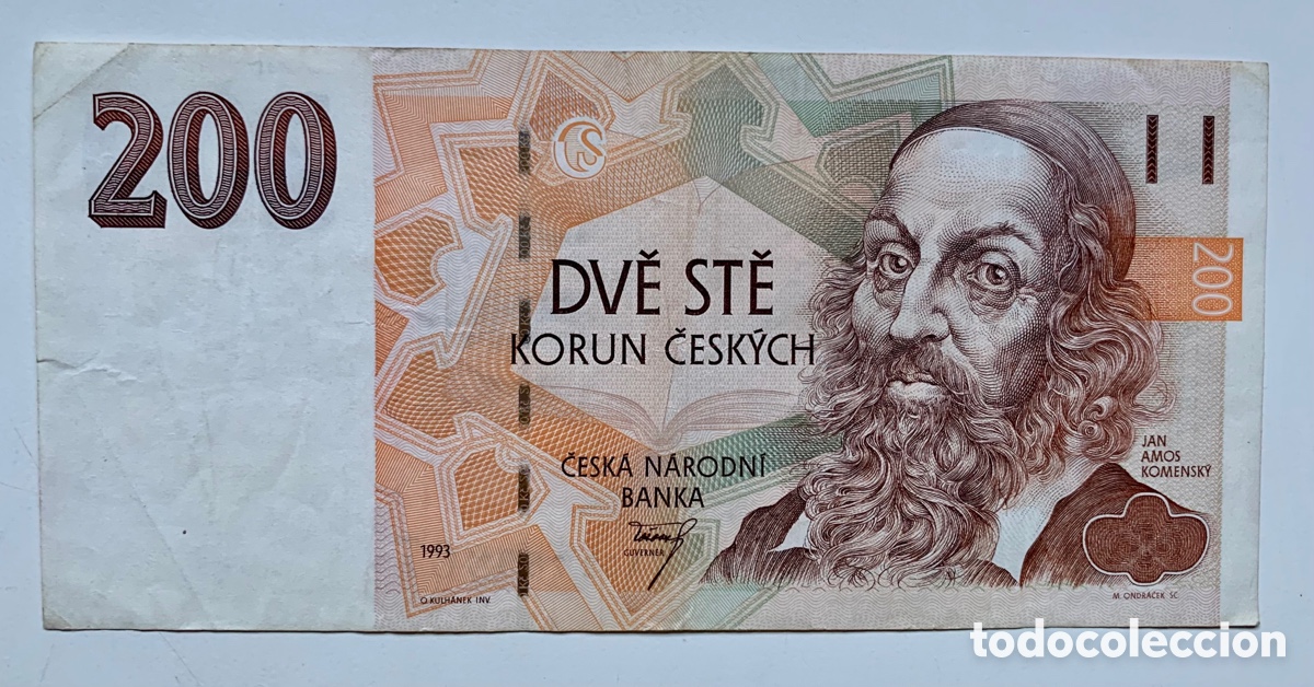Banconote internazionali: Billete REPUBLICA CHECA 200 Coronas 1993