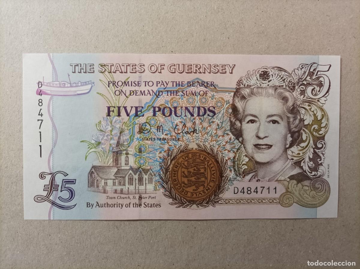 Billetes extranjeros: Billete de Guernsey de 5 pound, a&ntilde;o 2008, UNC - Foto 1