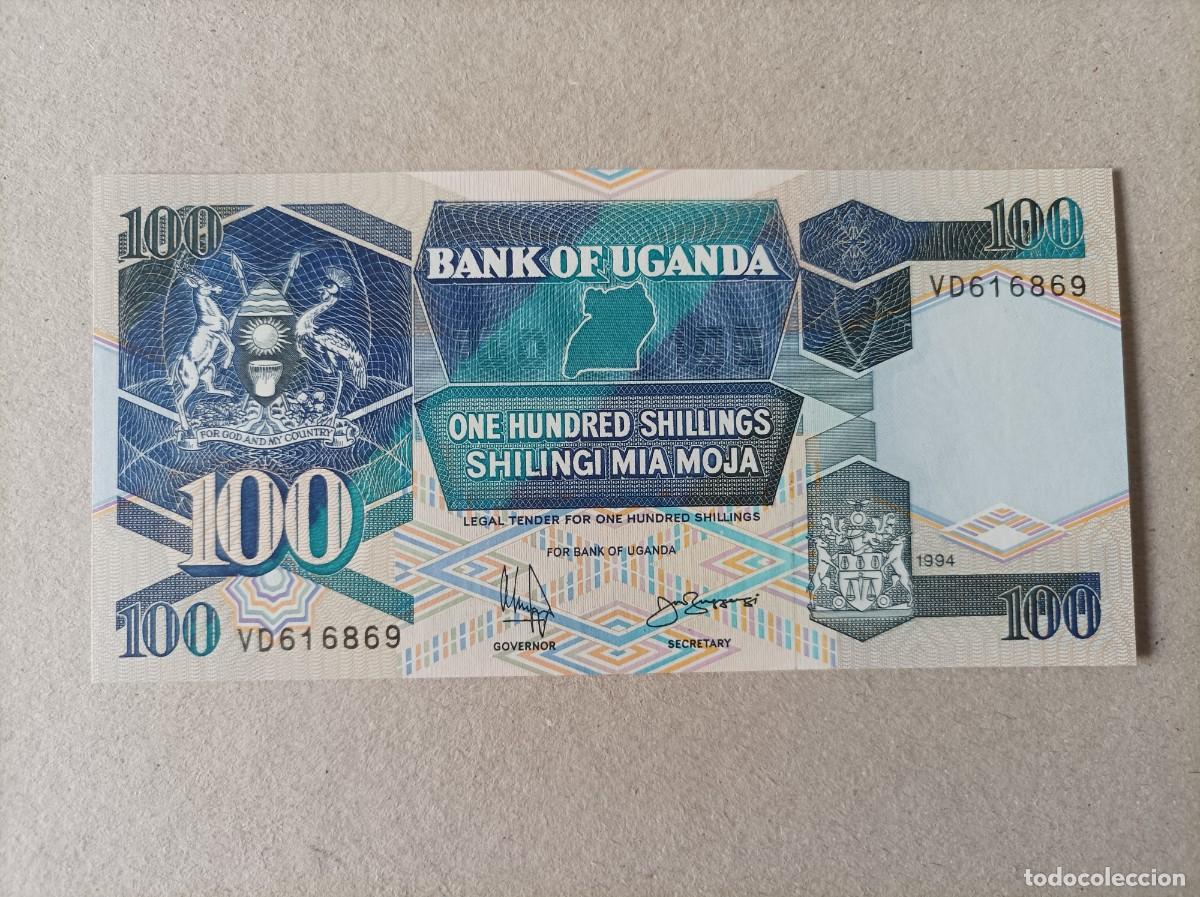 Billetes extranjeros: Billete de Uganda de 100 schilings, a&ntilde;o 1994, UNC - Foto 1