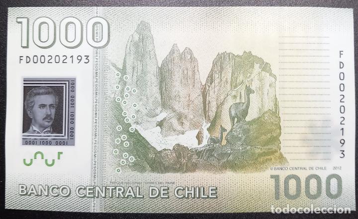 Billetes extranjeros: CHILE - 1000 PESOS 2012 - Pick. 161 - UNC - SIN CIRCULAR - Foto 2