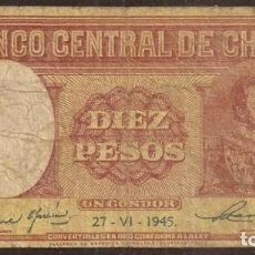 Billetes extranjeros: CHILE. 10 PESOS 27.6. 1945. Lote 381540129