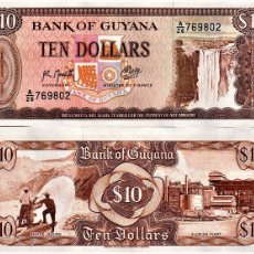 Billetes extranjeros: GUYANA 10$ DOLLARS ND 1992 PICK-23F NEW-UNC. Lote 382100254