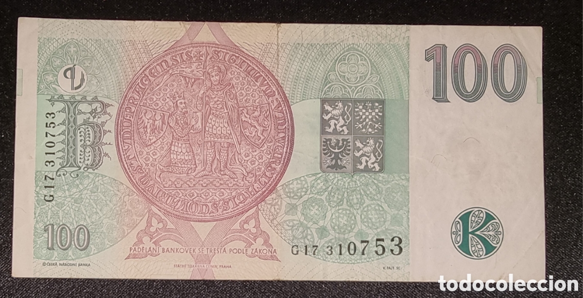 Billetes extranjeros: 100 coronas Rep&uacute;blica Checa 1997 - Foto 1