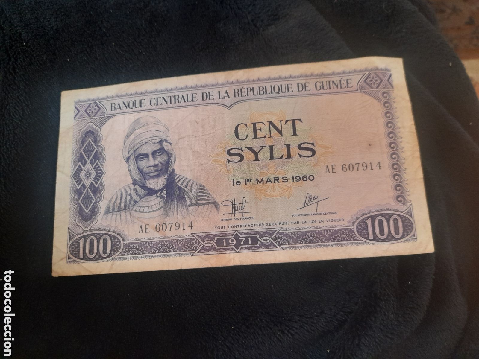 Billetes extranjeros: Billete, Cent Sylis de 1960, Rep&uacute;blica de Guinea - Foto 1