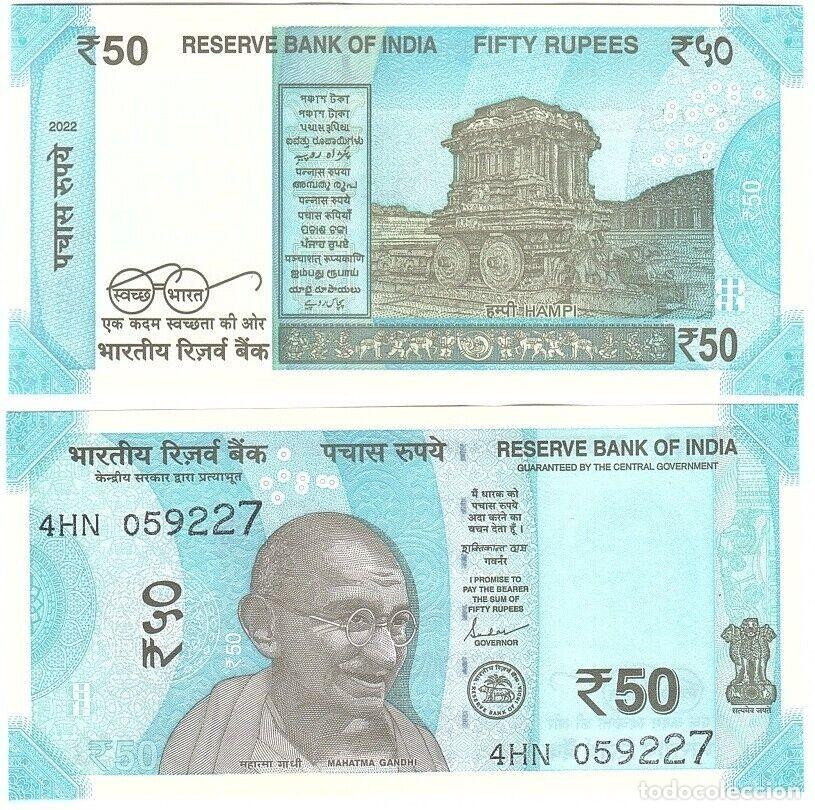Billetes extranjeros: INDIA 50 RUPIAS 2022 Pick 111 n/s 4HN 059076 SIN CIRCULAR - Foto 1