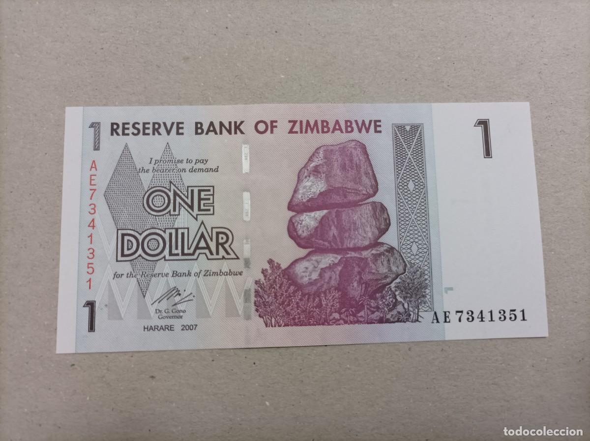 Billetes extranjeros: Billete de Zimbabwe de 1 Dolar, a&ntilde;o 2007, UNC - Foto 2