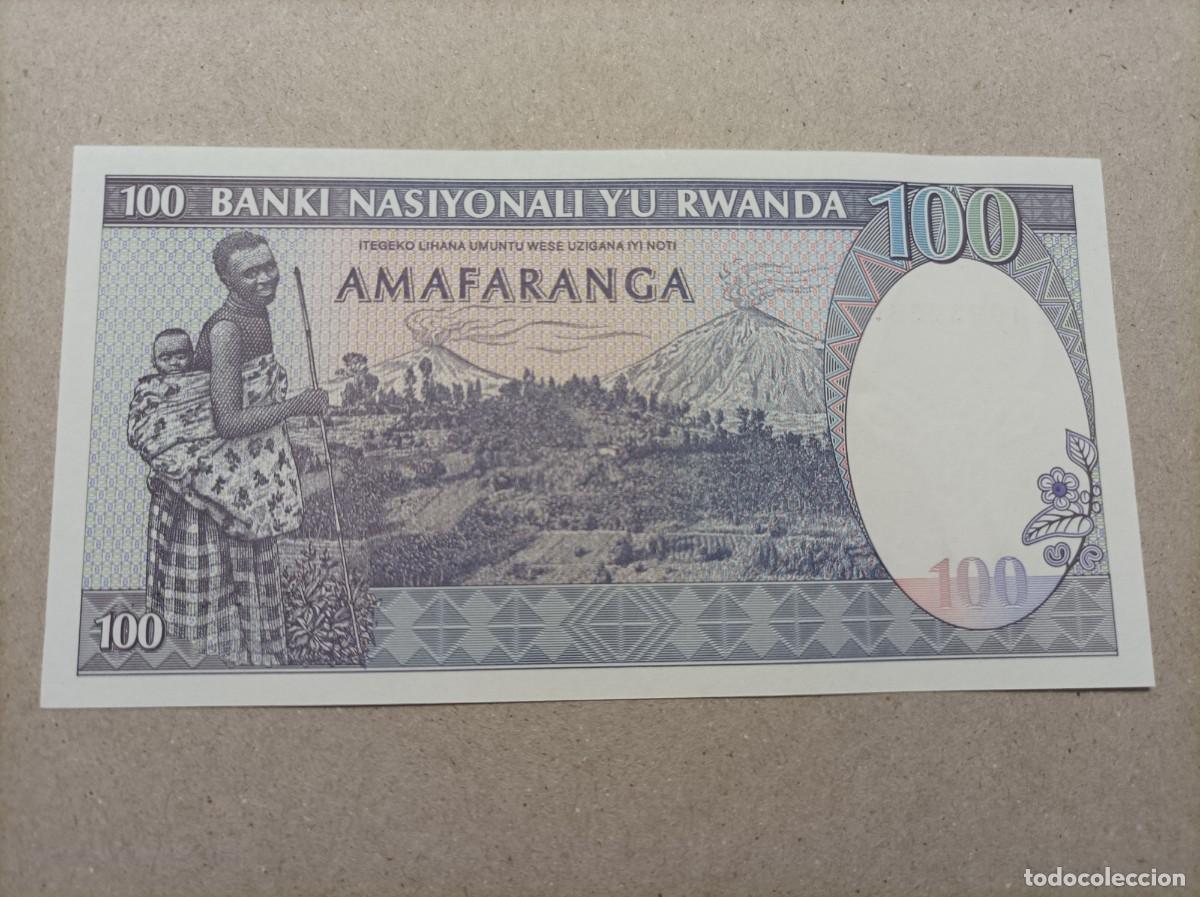 Billetes extranjeros: Billete de Rwanda de 100 francs, a&ntilde;o 1989, UNC - Foto 2