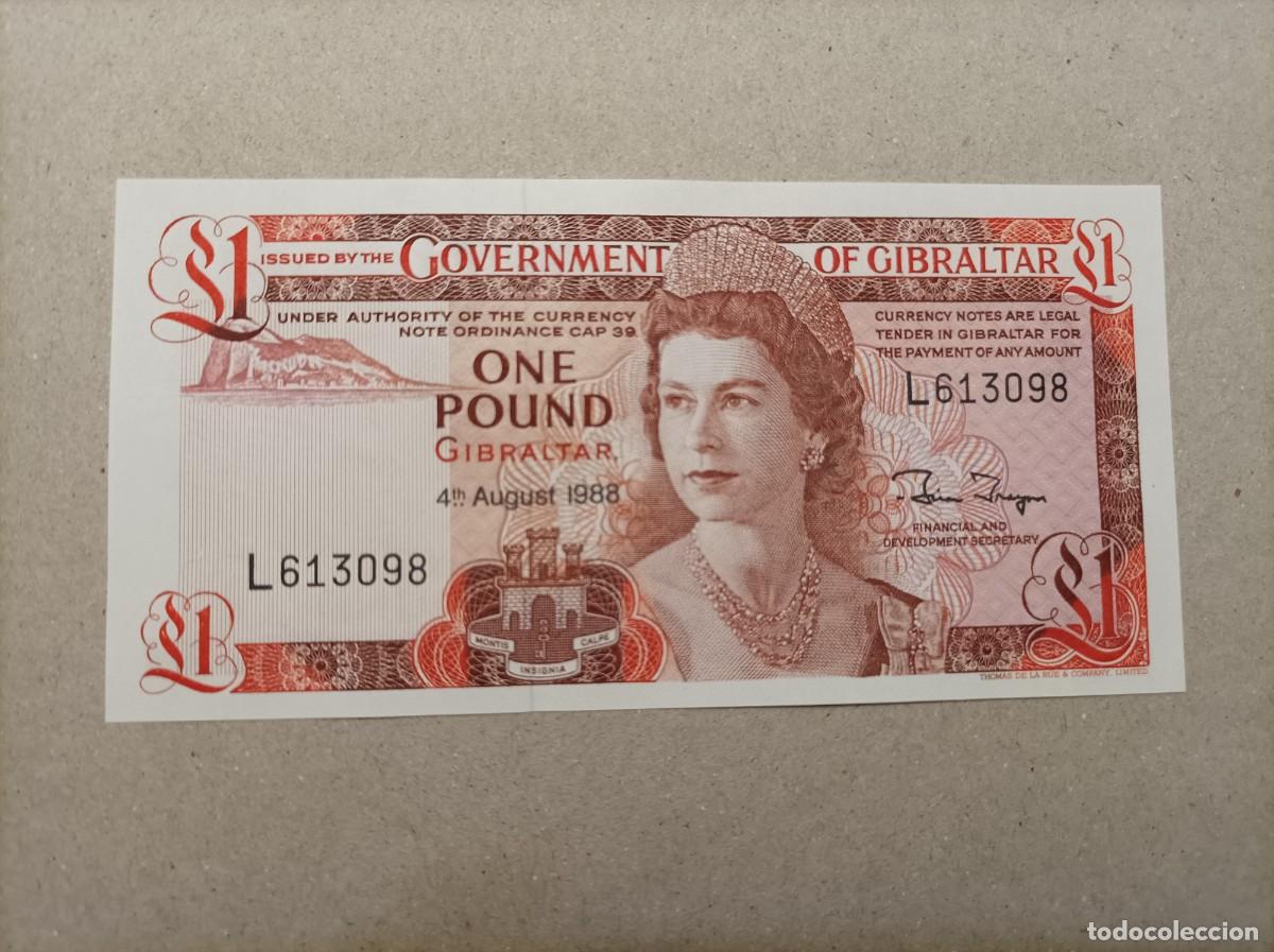 Billetes extranjeros: Billete de Gibraltar de 1 libra, a&ntilde;o 1988, UNC - Foto 1