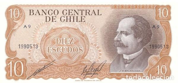 Billetes extranjeros: CHILE 10 ESCUDOS P 143 UNC SC NUEVO - Foto 1