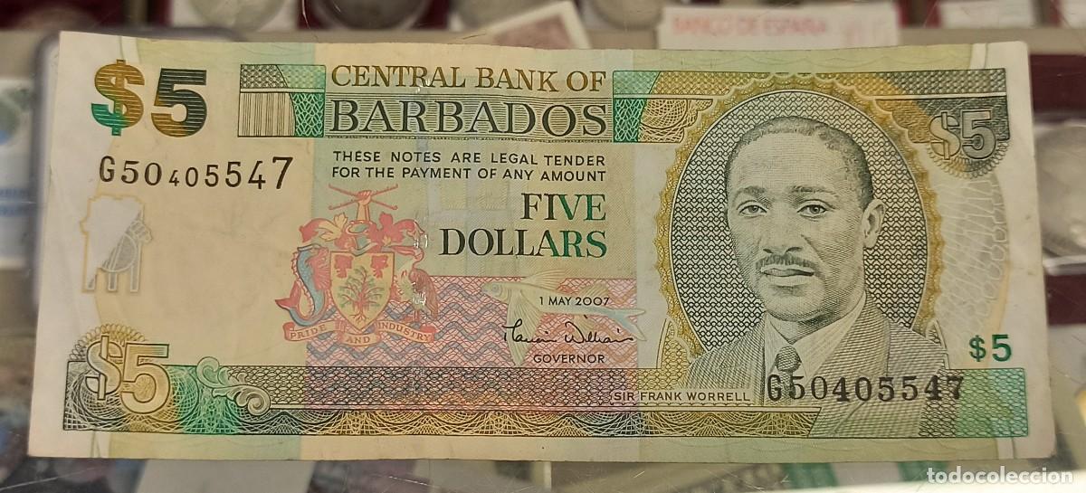 Billetes extranjeros: Barbados 5 D&oacute;lares 2007 Pick 67a - Foto 1