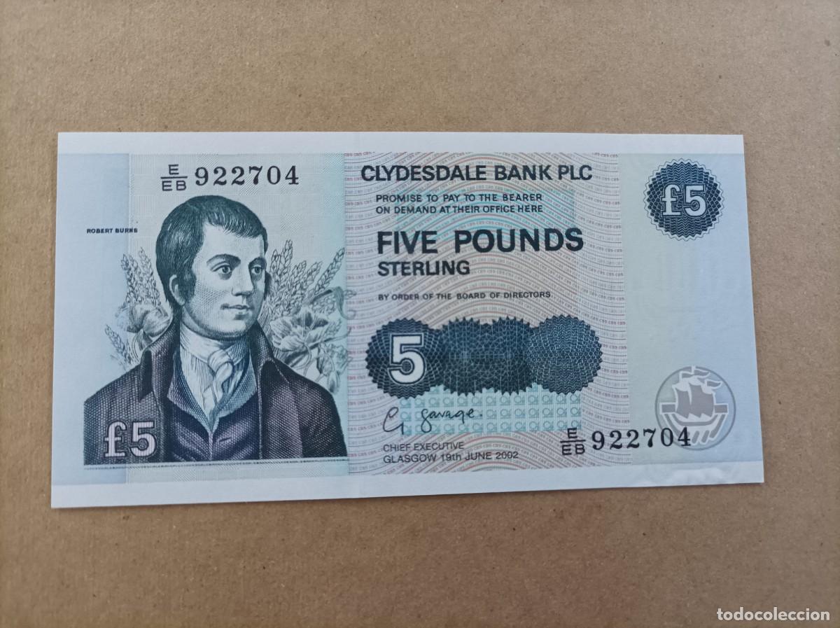 Billetes extranjeros: Billete de Escocia de 5 libras, a&ntilde;o 2002, UNC - Foto 2
