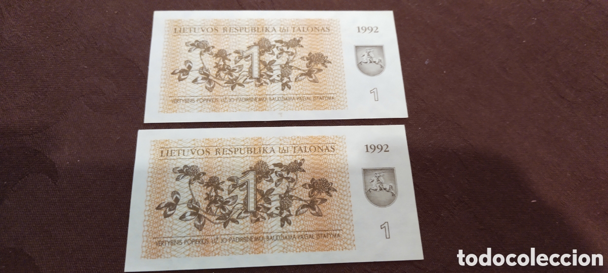 Billetes extranjeros: Billetes lituanos plancha 1992