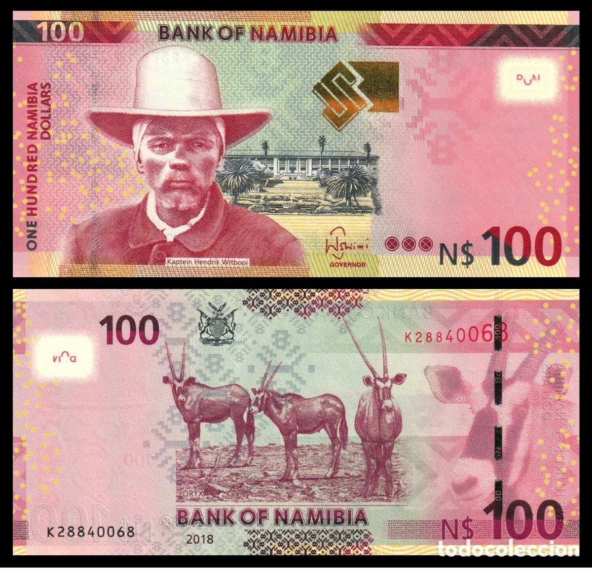 Billetes extranjeros: Billete NAMIBIA 100 Dolares 2018 SC. Dollars - Foto 1
