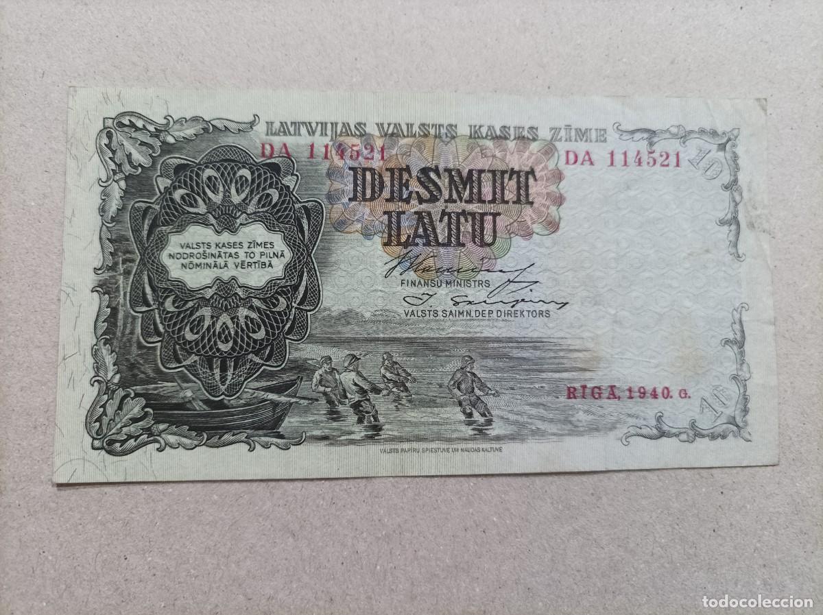 Billetes extranjeros: Billete de Letonia de 10 latus,a&ntilde;o 1940 - Foto 2