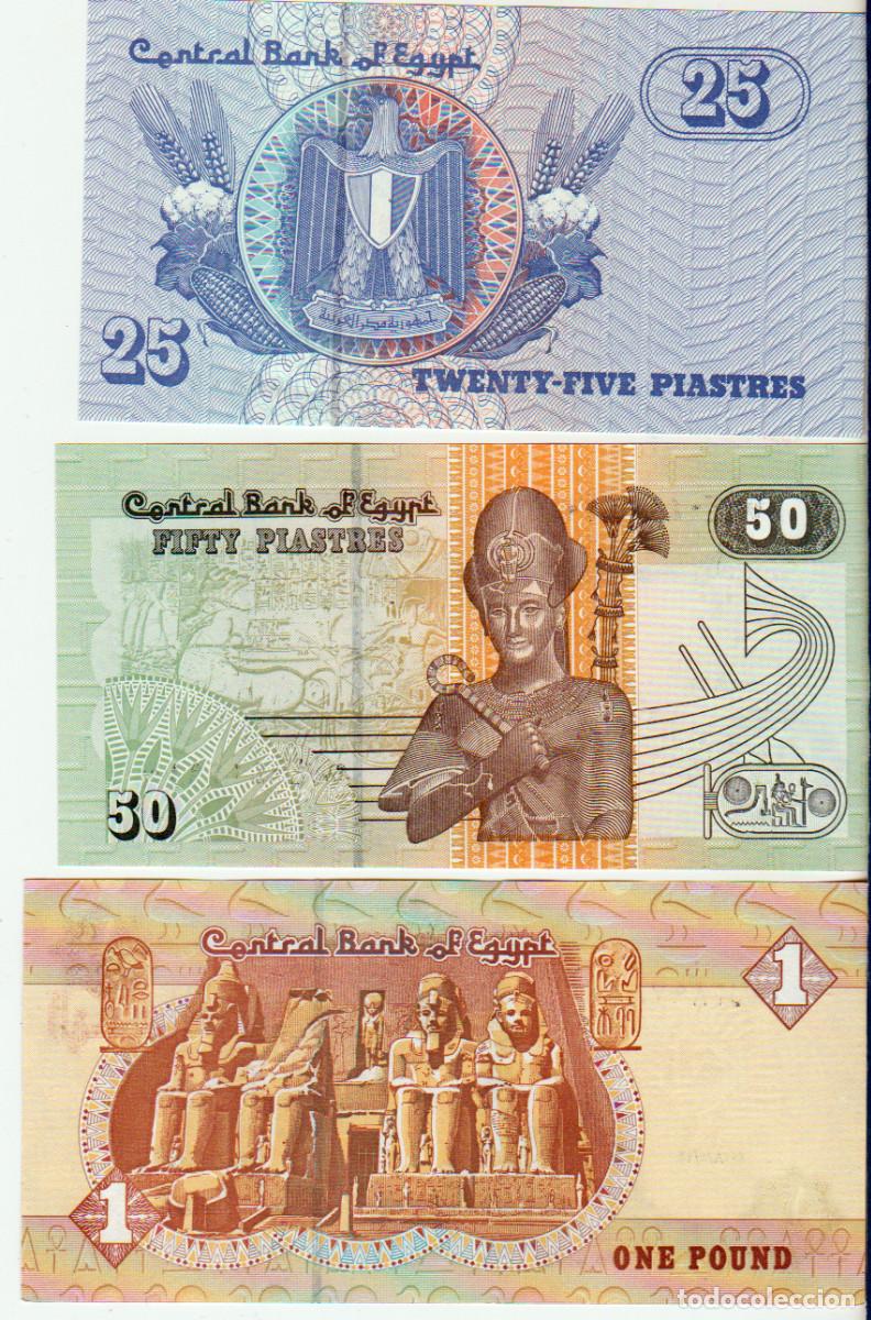 Billetes extranjeros: Egipto, 25 y 50 Piastras + 1 Libra 2007-08. Sin Circular. - Foto 1