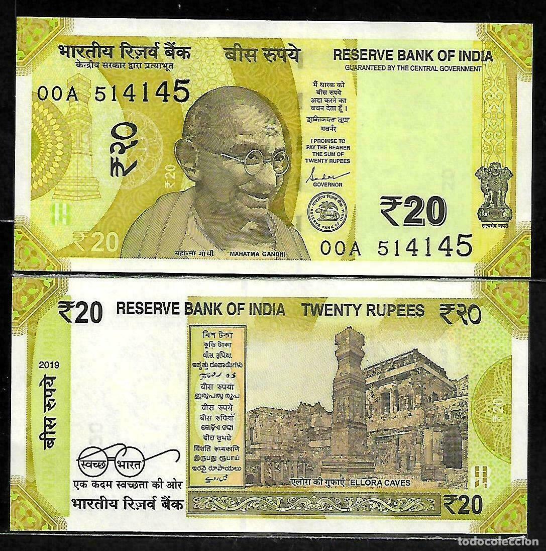Billetes extranjeros: INDIA 20 RUPIAS 2019 Pick 110 SIN CIRCULAR - Foto 1