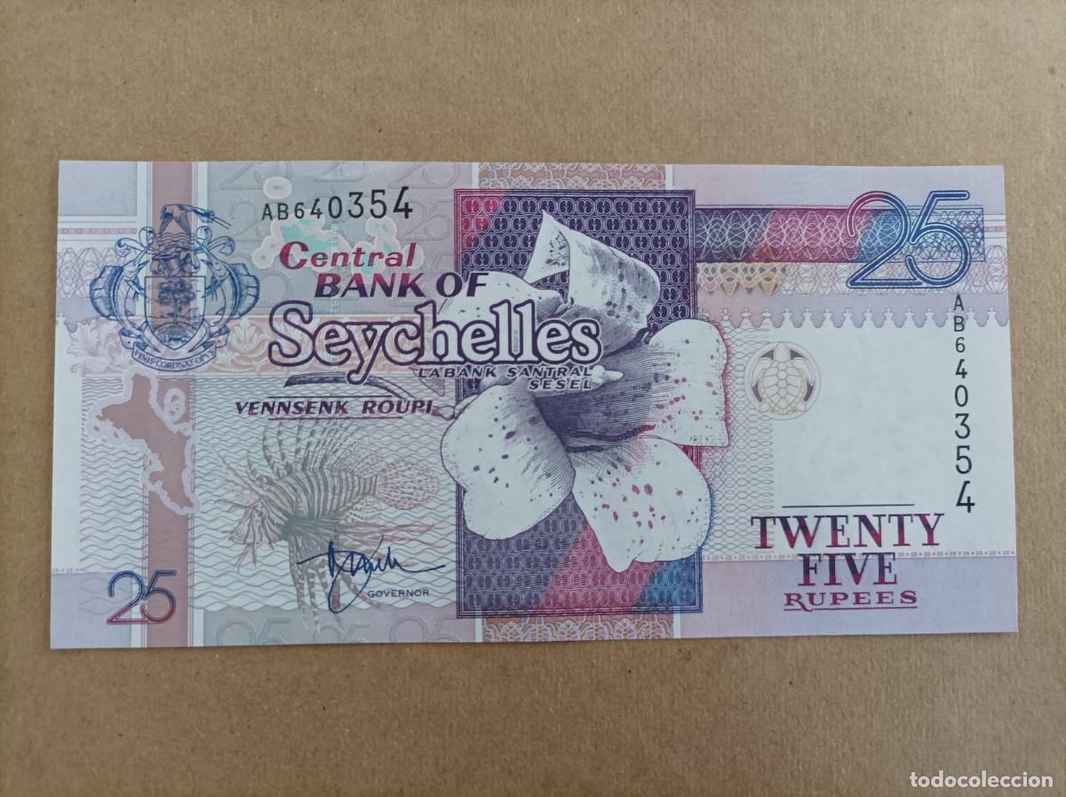 Billetes extranjeros: Billete de Seychelles de 25 rupees, a&ntilde;o 1998, UNC - Foto 2