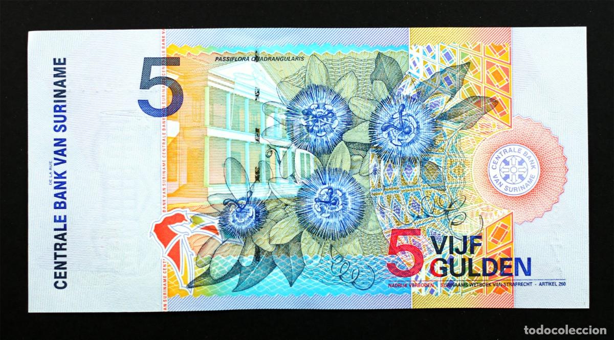Billetes extranjeros: Suriname - 5 Gulden. 2000 . SC/UNC. Perfecto - Foto 2