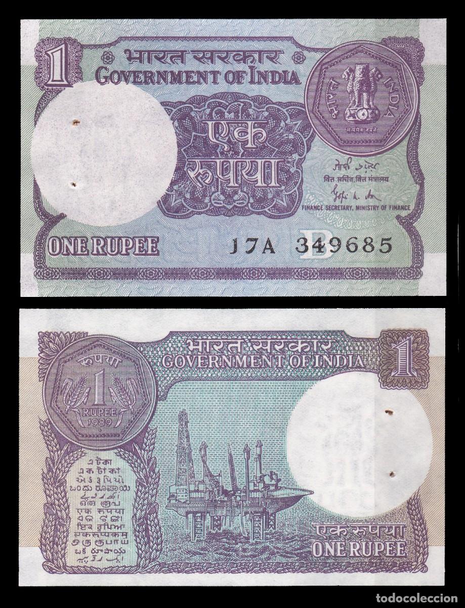 Billetes extranjeros: INDIA - 1 RUPIA DE 1989 - SIN CIRCULAR - Foto 1