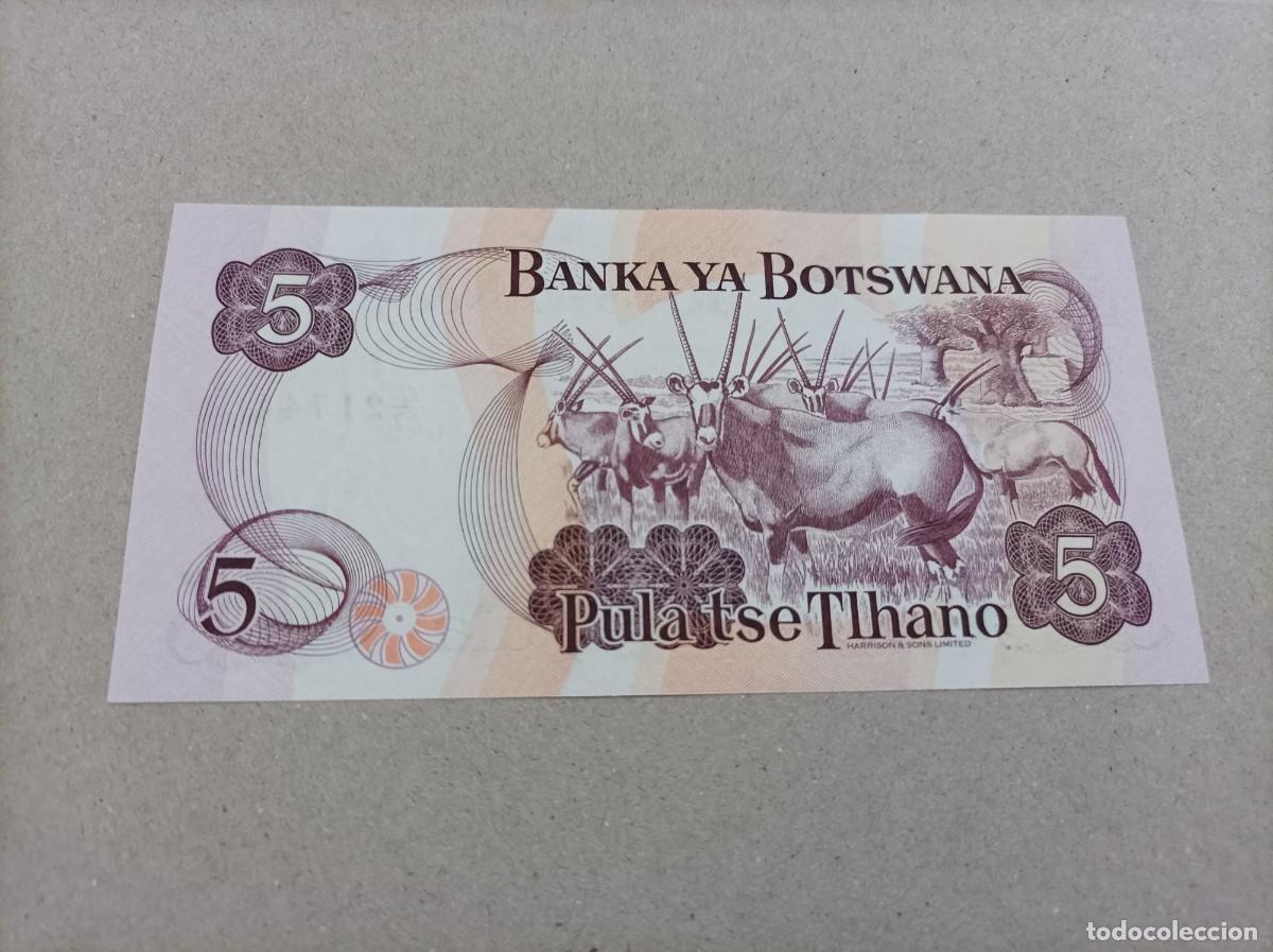 Billetes extranjeros: Billete de Botswana de 5 pula, a&ntilde;o 1992, UNC - Foto 1