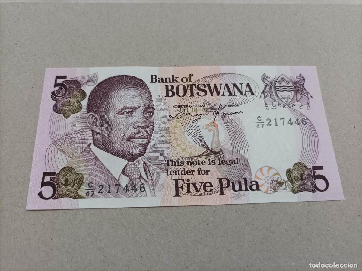 Billetes extranjeros: Billete de Botswana de 5 pula, a&ntilde;o 1992, UNC - Foto 2