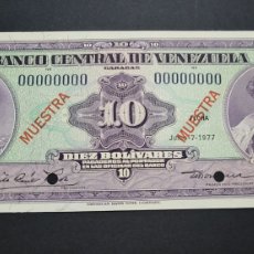 Billetes extranjeros: VENEZUELA 10 BOLÍVARES ESPECIMEN 1977 UNC