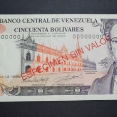 Billetes extranjeros: VENEZUELA 50 BOLÍVARES ESPECIMEN UNC 1998
