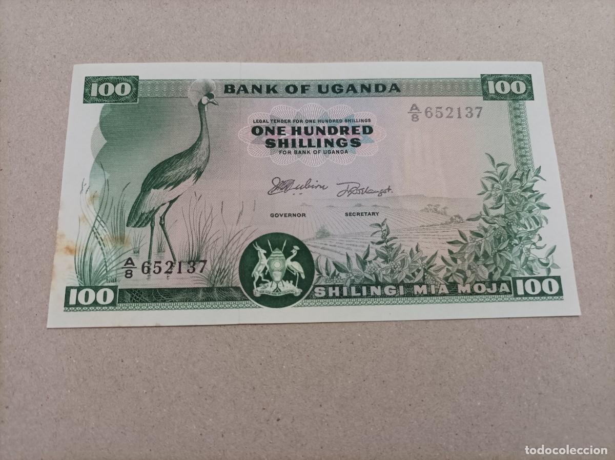 Billetes extranjeros: Billete de Uganda de 100 shiling, a&ntilde;o 1966, serie A, UNC - Foto 1