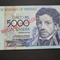 Billetes extranjeros: VENEZUELA 5.000 BOLÍVARES ESPECIMEN UNC AÑO 2.000